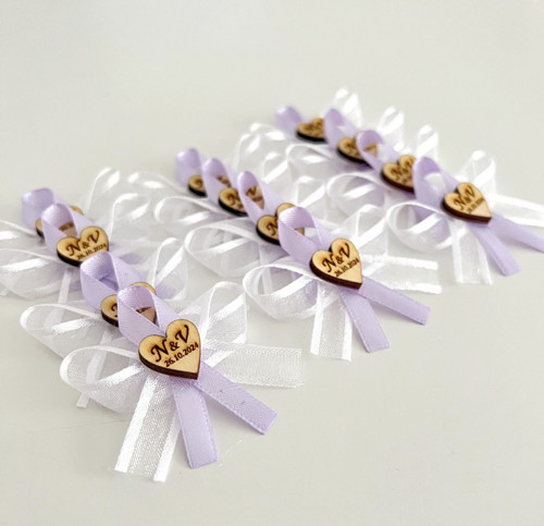 Svatební vývazek Light purple elegance s iniciály