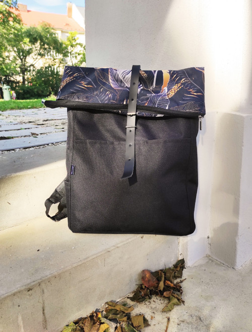 Zoe roll top backpack zlaté listy