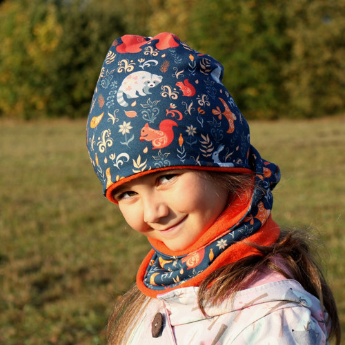 Zvířátka - čepice s nákrčníkem (46-50 cm)