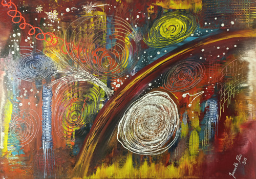 93. Barevná fantazie, rozměry 70x50 cm.