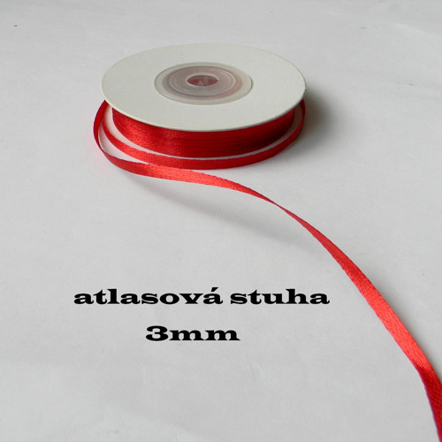 Atlasová stuha červená -š.3mm -bal.30m