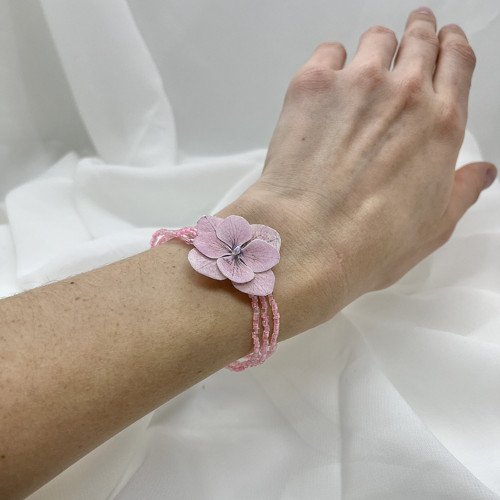 Náramek z rokajlu Hortenzie Fucsia