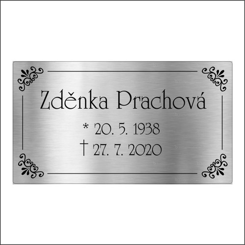Gravírovaná smuteční cedulka s rámečkem 9x5cm