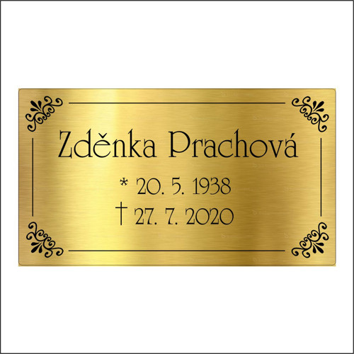 Gravírovaná smuteční zlatá rámeček 9x5cm