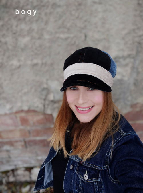 Zbytková bekovka z manšestru a denimu 52-54cm