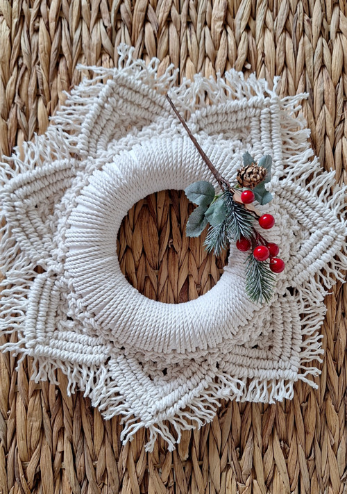 Adventní boho věnec / smetanový