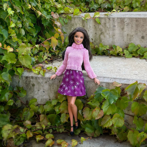 Suknička pro Barbie - purpurová s volánkem