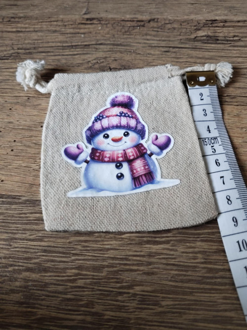 Lněný vánoční pytlík 8x9 cm