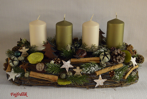 Adventní štola -svícen dvou barev.. — foto 1