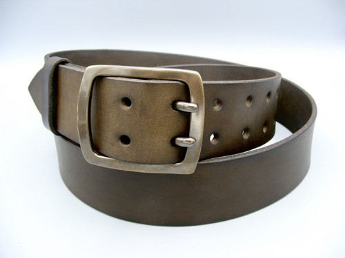 Opasek Classic double Mosaz - Hnědý, šíře 4,5 cm