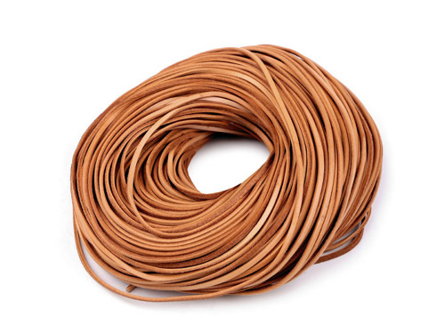 Kožený plochý řemínek šíře 3 mm (1m) - hnědá sv.