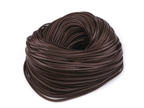 Kožený plochý řemínek 3 mm (1m) - hnědá tm.