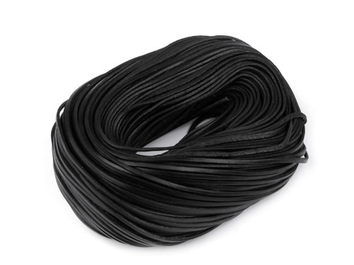 Kožený plochý řemínek 3 mm (1m) - černá
