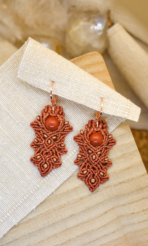 Micromacramé náušnice "Maralí" s jaspisem