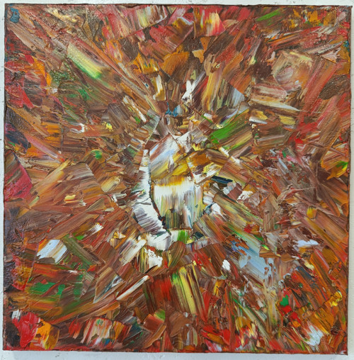 39. Podzim čaruje, olej, rozměry 40x40 cm.
