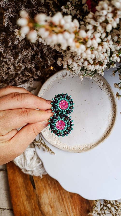 Druzy earrings n.23 - vyšívané náušnice