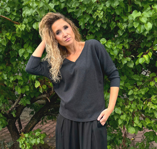 Netopýří tunika šedočerné pepitko vel. L — foto 1