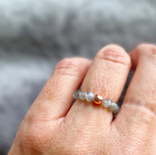Přírodní labradorit*broušený*hematit rosegold