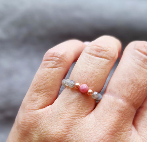 Rodonit*labradorit*broušený*hematit rosegold — foto 1