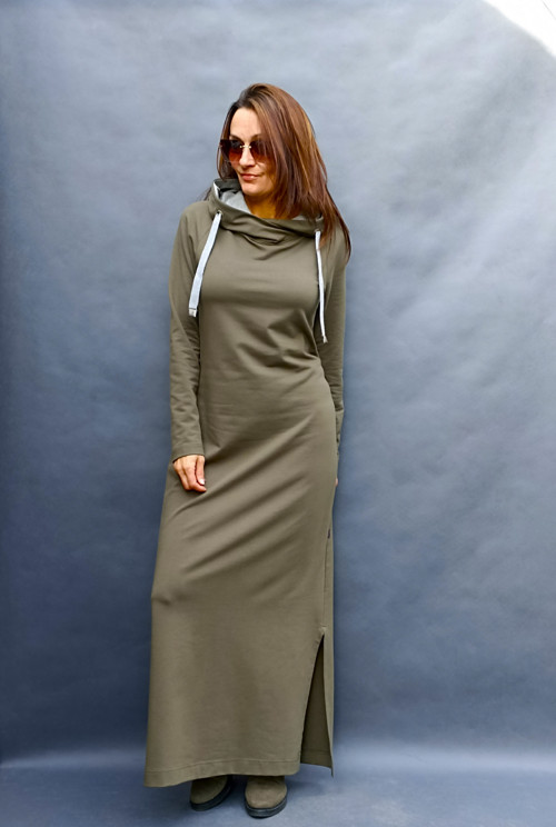 Khaki maxi šaty...vel. M/L