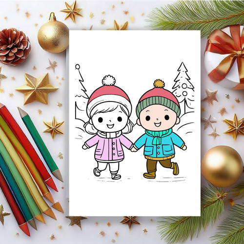 Adventní omalovánky Zima Vánoce vánoční