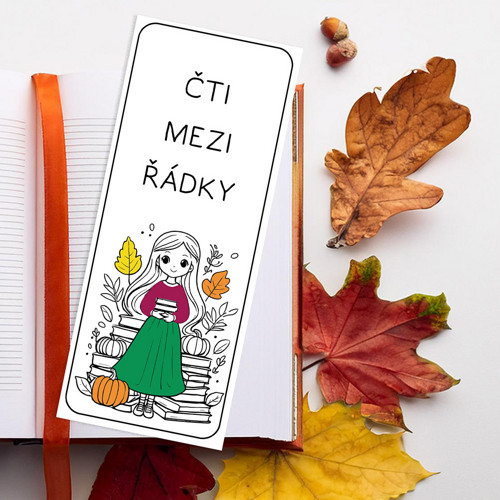 Podzimní záložky k vlastnímu tisku - černobílé