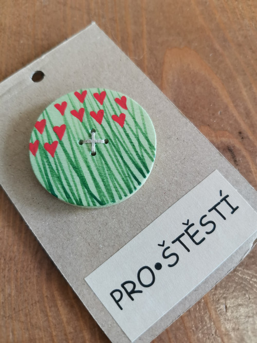Knoflík pro štěstí - srdíčka