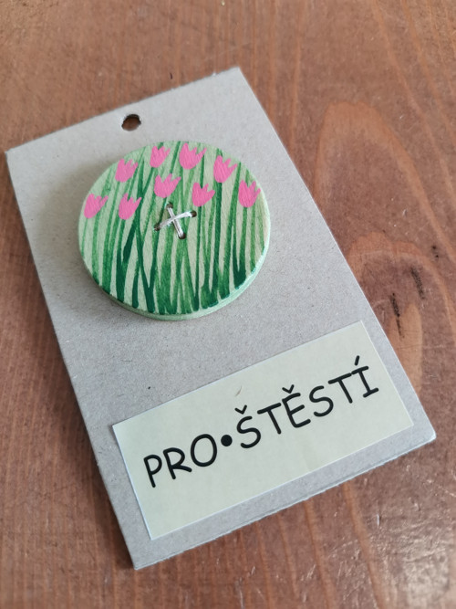 Knoflík pro štěstí - kytičky