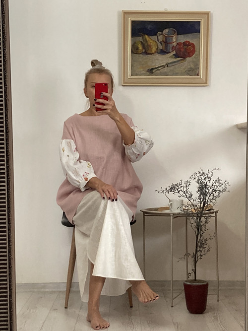 TOP/BLúZA ĽAN-ová / old ROSE/steblá/- SKLADOM
