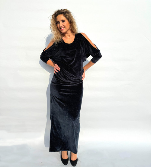 Sametová pouzdrová sukně — foto 1