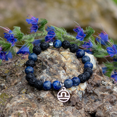 Minerální náramek - Váhy - Lapis lazuli a láva