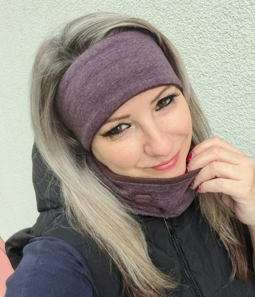 Čelenka fialový melír, hladká nebo překřížená