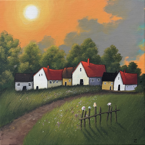 Zapadá slunéčko - 40x40cm — foto 1