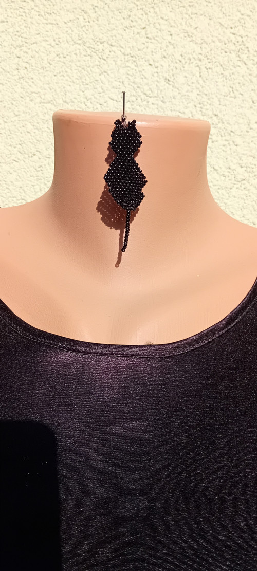 Black cat - earrings, pendant