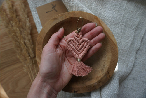 Macramé srdce (pudrové)