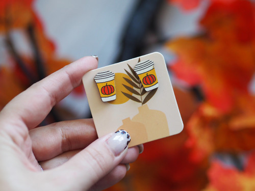 Dřevěné náušnice - Pumpkin spice latéčko — foto 1