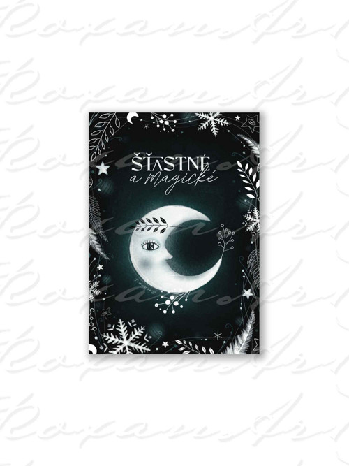 Vánoční pohlednice s měsícem - Šťastné a magické