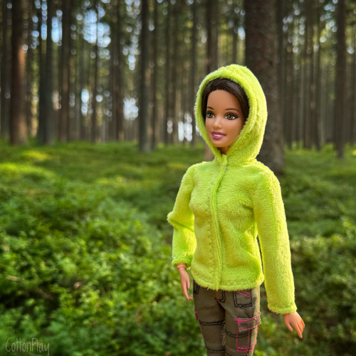Plyšová mikina pro Barbie - limetková
