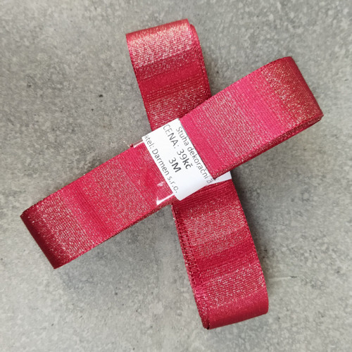 Rypsová stuha 25 mm vinová s lurexem 3m