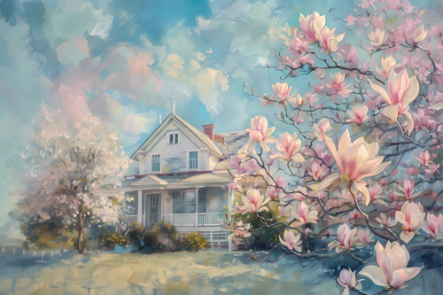 Jaro na předměstí - magnolie (č.79)