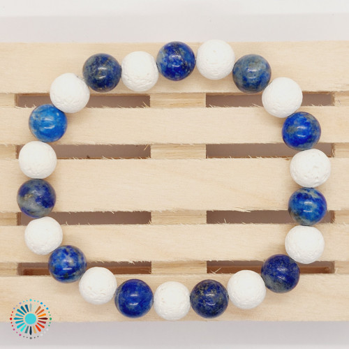 Náramek SAILOR láva bílá & lapis lazuli