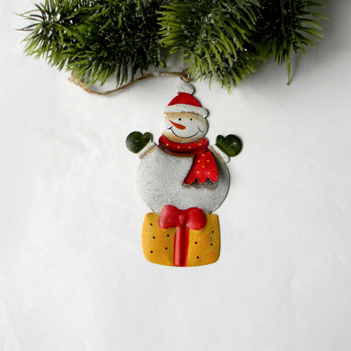 Vánoční sněhulák - plech - 13cm x 8cm