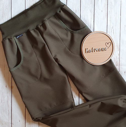 Dětské zimní softshellové kalhoty- khaki