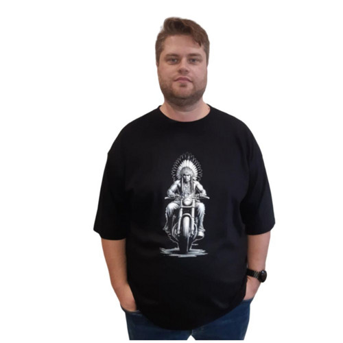 Pánské tričko Indián na motorce, černé, vel. 4XL