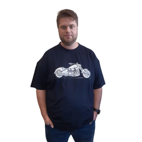 Pánské tričko Motorka Rebelion, tm.modré, vel. 4XL