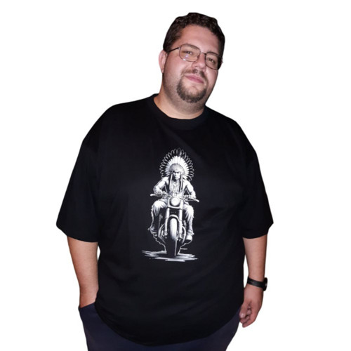 Pánské tričko Indián na motorce, černé, vel. 7XL