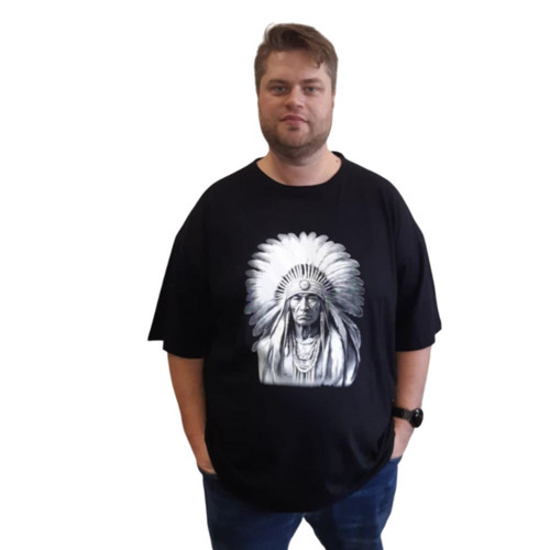 Pánské tričko Indián, černé, vel. 7XL