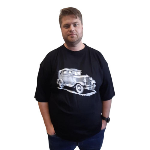 Pánské tričko Auto historické, černé, vel. 6XL