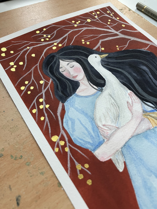 Originál ilustrácia Tmavovláska
