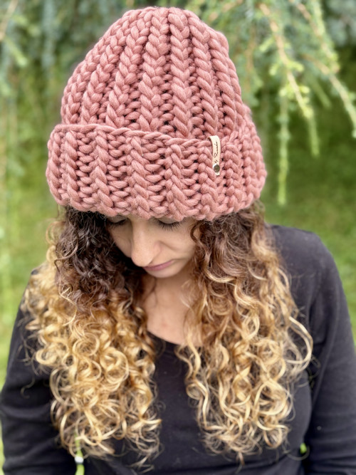 Chunky čapka z peruánské vlny Dusty pink